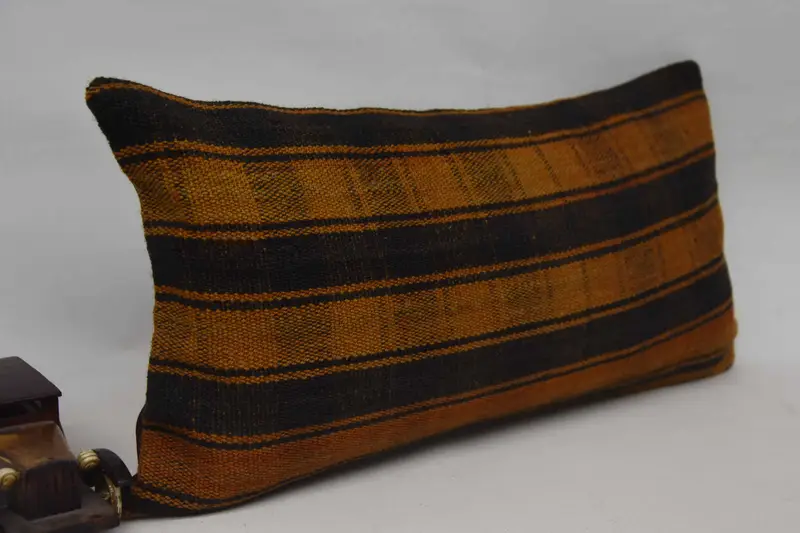 Pillow Case, Boho Pillow, Colorful Pillow Cover, 12x24 Orange Pillow Sham, Vintage Pillow, Ethnical Kilim Rug Pillow, Car Cushion Case - 2