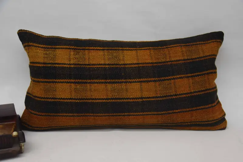 Pillow Case, Boho Pillow, Colorful Pillow Cover, 12x24 Orange Pillow Sham, Vintage Pillow, Ethnical Kilim Rug Pillow, Car Cushion Case - 4
