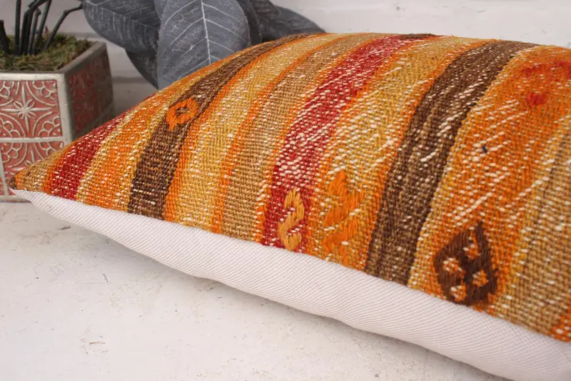 Pillow for Sofa, Oriental Pillow Case, Accent Throw Pillow Cover, 12x20 Brown Cushion Cover, Kilim Pillow, Cushion, Home Decor Pillow - 6