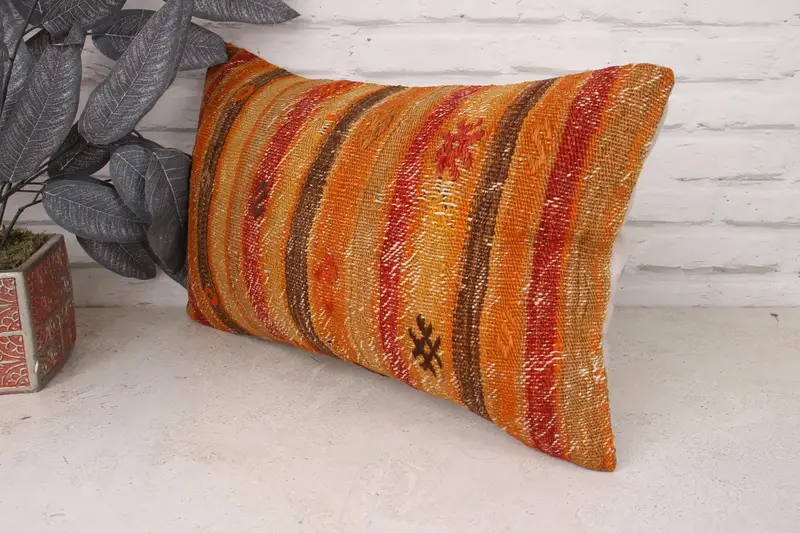 Pillow for Sofa, Oriental Pillow Case, Accent Throw Pillow Cover, 12x20 Brown Cushion Cover, Kilim Pillow, Cushion, Home Decor Pillow - 4
