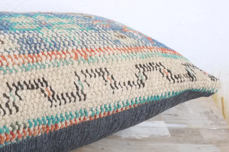 Antique Pillows, Gift Pillow, Vintage Pillow, Handwoven Cushion, Kilim Cushion Sham, 12x20 Blue Pillow Case, Oriental Pillow, Pillow Case - 6