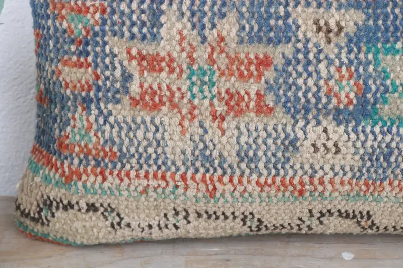 Antique Pillows, Gift Pillow, Vintage Pillow, Handwoven Cushion, Kilim Cushion Sham, 12x20 Blue Pillow Case, Oriental Pillow, Pillow Case - 3