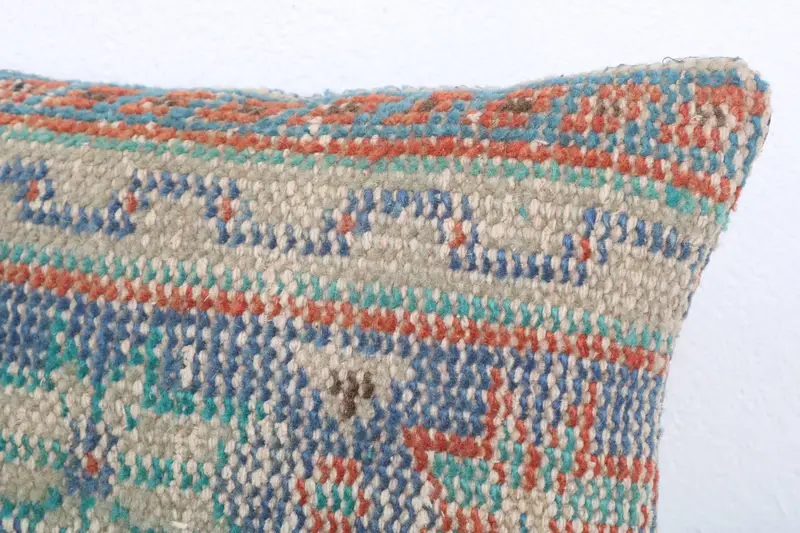 Antique Pillows, Gift Pillow, Vintage Pillow, Handwoven Cushion, Kilim Cushion Sham, 12x20 Blue Pillow Case, Oriental Pillow, Pillow Case - 5