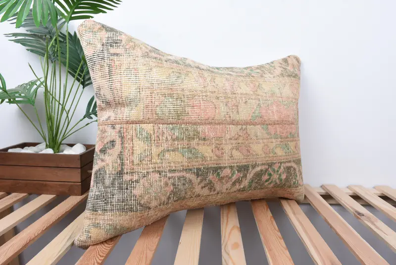 Cushion Case, 20x28 Beige Pillow, Chair Pillow Sham, Turkish Kilim Pillow, Kilim Pillow, Car Pillow Sham, Handmade Kilim Cushion - 4