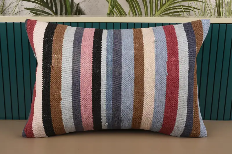 Pink Turkish Euro Sham, Antique Striped 40x60 cm Pillow Cover - 1