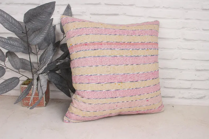 Pillow for Couch, Pillow Cover, 20x20 Pink Pillow Cover, Kilim Cushion Sham, Ottoman Pillow Case, Home Decor Pillow, Designer Throw Pillow Cover - 3