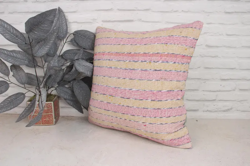 Pillow for Couch, Pillow Cover, 20x20 Pink Pillow Cover, Kilim Cushion Sham, Ottoman Pillow Case, Home Decor Pillow, Designer Throw Pillow Cover - 4