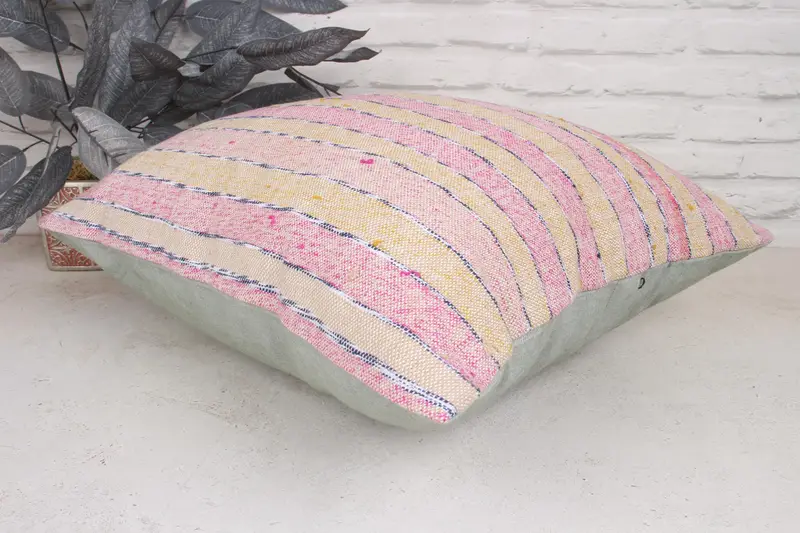 Pillow for Couch, Pillow Cover, 20x20 Pink Pillow Cover, Kilim Cushion Sham, Ottoman Pillow Case, Home Decor Pillow, Designer Throw Pillow Cover - 6