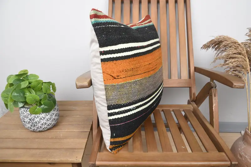 Pillow, Kilim Pillow Cover, Gift Pillow, Comfy Throw Pillow Sham, Turkish Kilim Pillow, Decorative Throw Pillow Sham, 20x20 Brown Pillow - 2