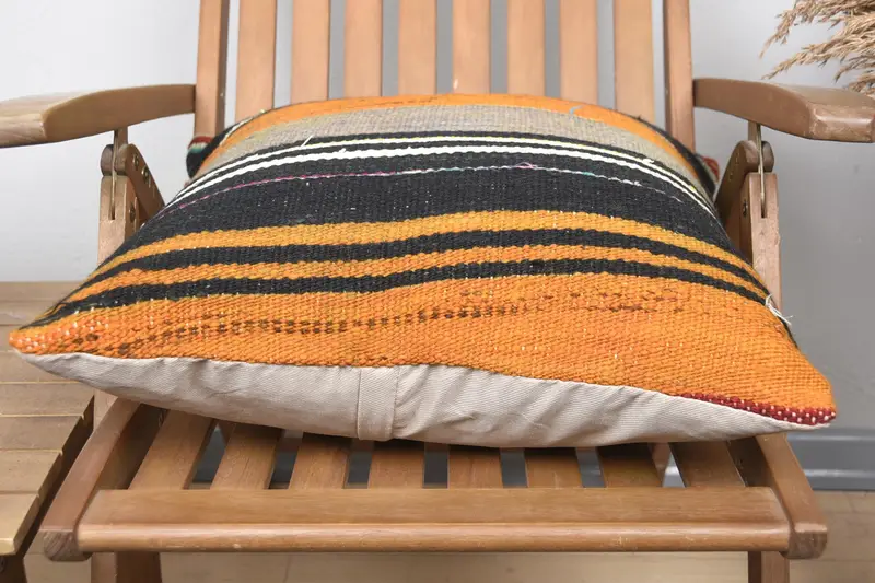 Pillow, Kilim Pillow Cover, Gift Pillow, Comfy Throw Pillow Sham, Turkish Kilim Pillow, Decorative Throw Pillow Sham, 20x20 Brown Pillow - 5