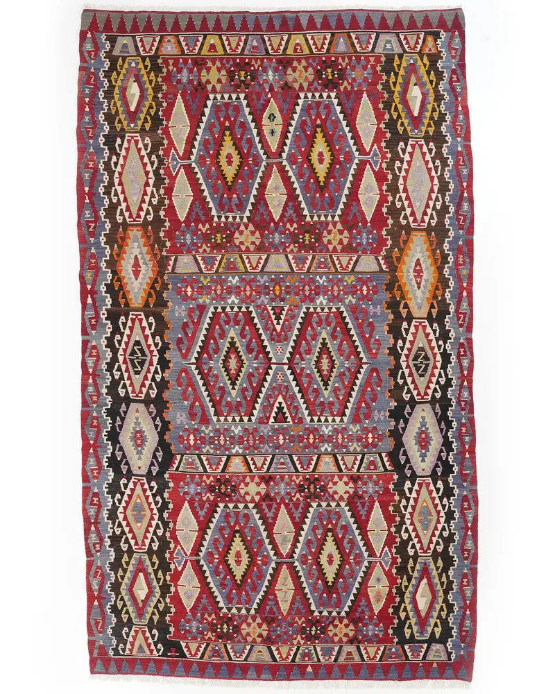 Kırmızı & Mavi Halı, 6,1x10,7 ft Zarif Dekor