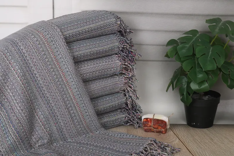 Monogrammed Turkish Cotton Beach Towel Dark Gray Diamond Weave, 40x71 Inches