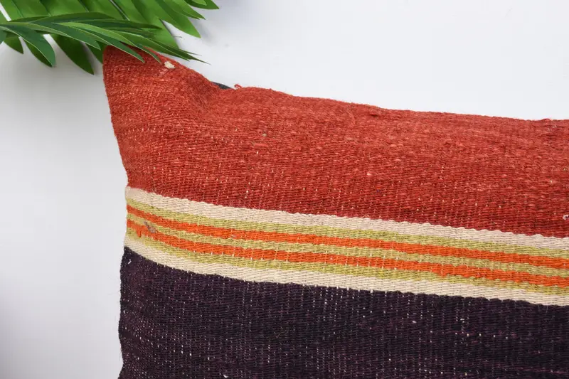 12x24 Red Cushion Cover, Boho Chic Pillow, Pillow Case, Home Decor Pillow, Turkish Kilim Pillow, Vintage Kilim Pillow, Rustic Pillow Sham - 2
