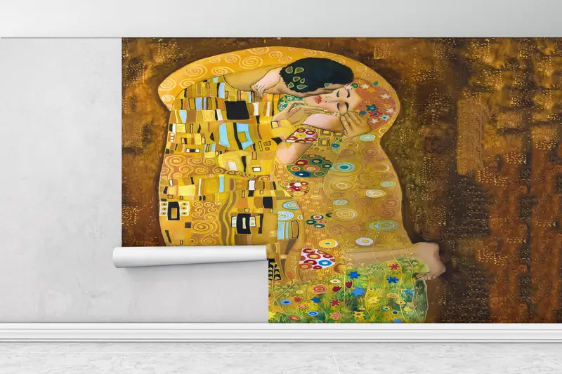 Wall Paper Peel and Stick, , Bright Wall Paper, Famous Wall Art, Couple Wall Decor, Custom Wall Paper, Reproduction Wall Mural, - 1