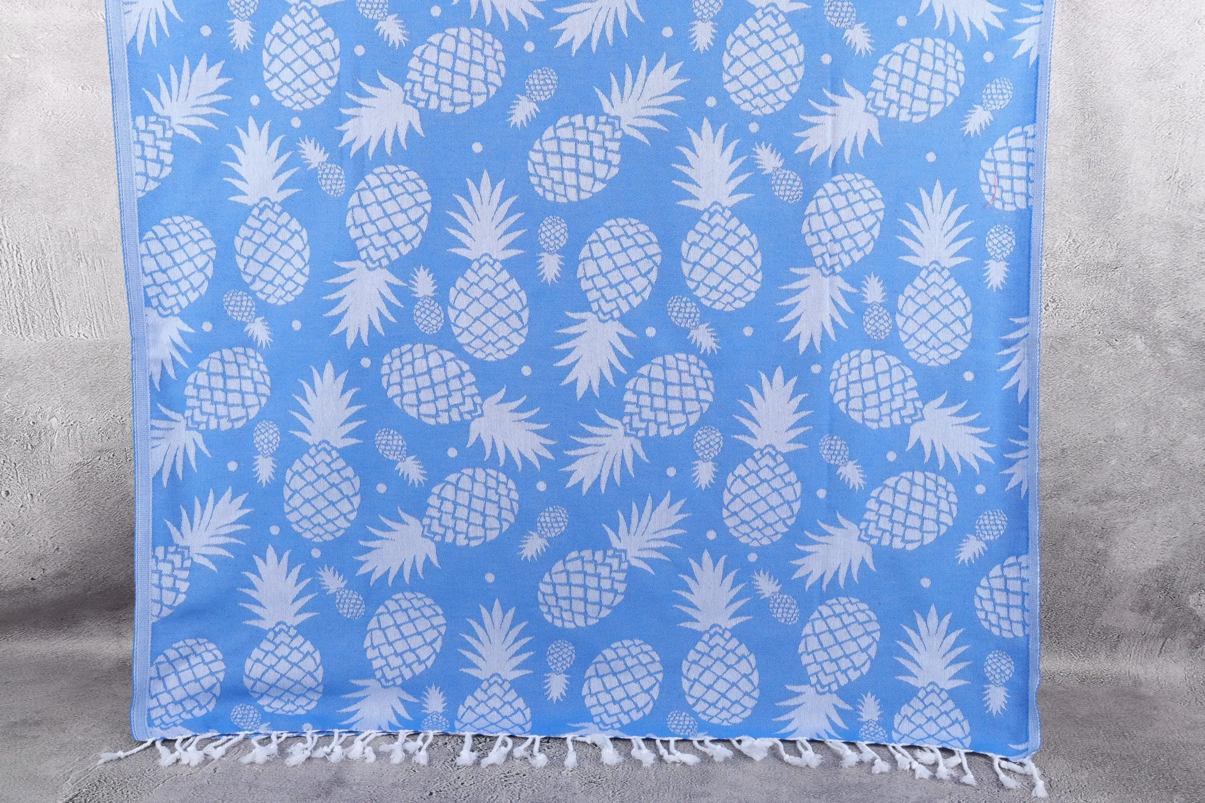 Kişiye Özel Türk Havlusu Organik Saks Mavi Ananas, 40x71 İnç - 1