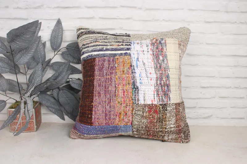 Gift Pillow, 20x20 Purple Cushion, Pillow Case, Vintage Kilim Throw Pillow, Handmade Cushion Cover, Pillow for Couch, Armchair Cushion - 1