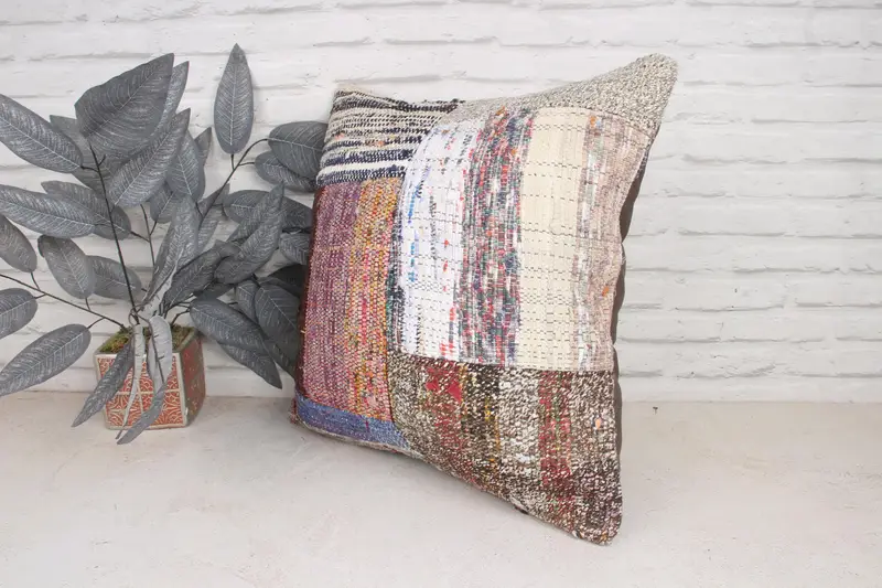 Gift Pillow, 20x20 Purple Cushion, Pillow Case, Vintage Kilim Throw Pillow, Handmade Cushion Cover, Pillow for Couch, Armchair Cushion - 4