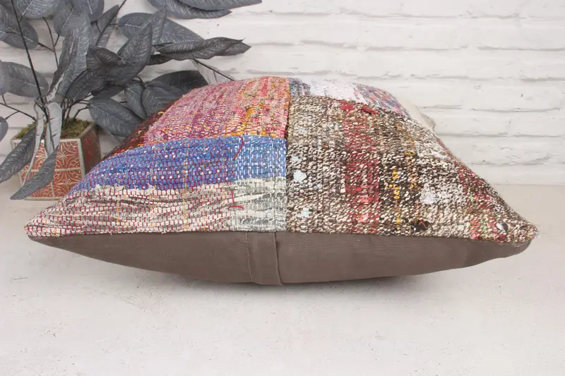 Gift Pillow, 20x20 Purple Cushion, Pillow Case, Vintage Kilim Throw Pillow, Handmade Cushion Cover, Pillow for Couch, Armchair Cushion - 5