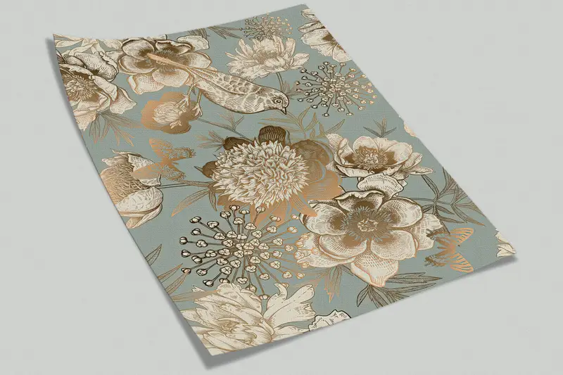 植物の壁印刷、ファッション壁紙、黄金の花の壁紙、モダンな壁画、花柄の壁紙、ビンテージの壁紙、 - 5