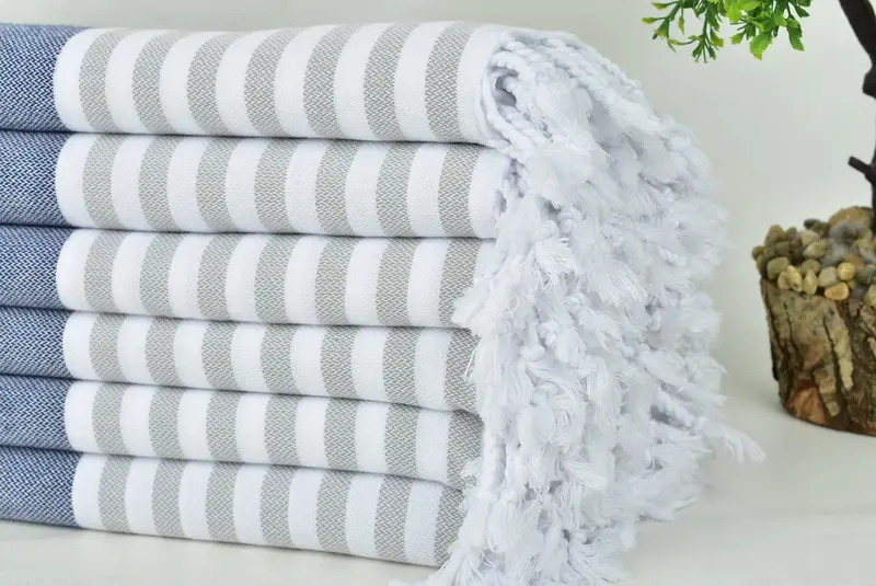 Handwoven Turkish bath towel, Bridesmaid Gift Towel, Valentines Day Gift Idea, 70x40 Cotton Striped Towel, Thin towel, Absorbent Turkish towel - 3