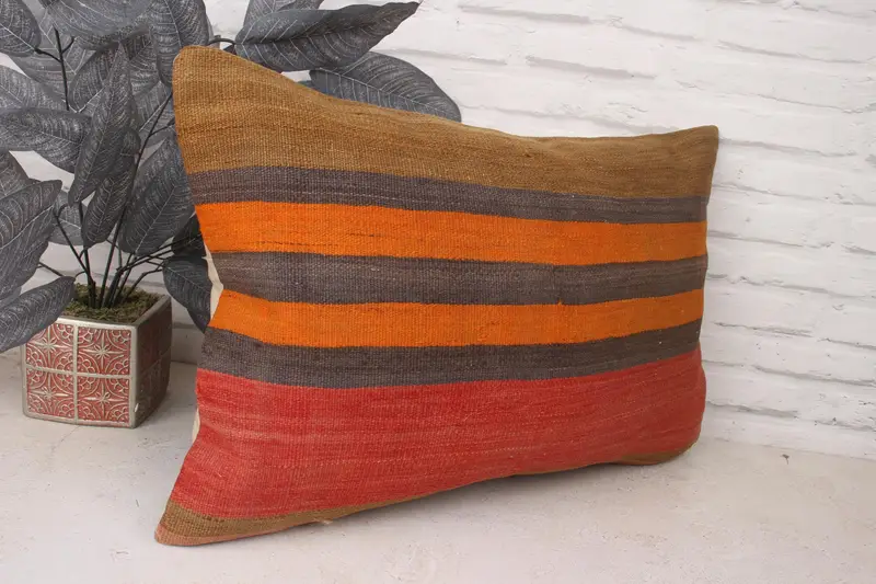 Cushion Case, Turkish Pillow, 16x24 Red Cushion Case, Nomadic Pillow Cover, Vintage Kilim Throw Pillow, Boho Pillow Sham Cover - 3