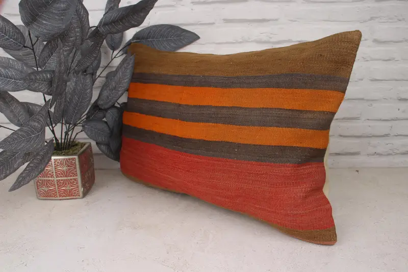 Cushion Case, Turkish Pillow, 16x24 Red Cushion Case, Nomadic Pillow Cover, Vintage Kilim Throw Pillow, Boho Pillow Sham Cover - 4