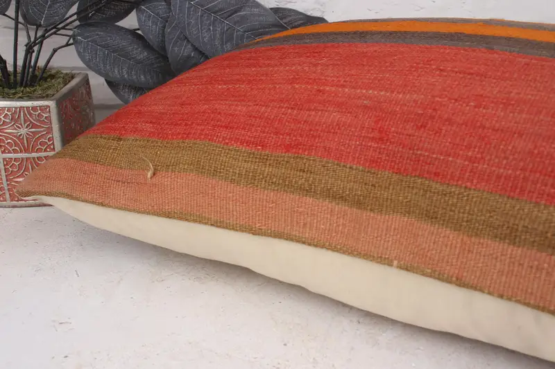 Cushion Case, Turkish Pillow, 16x24 Red Cushion Case, Nomadic Pillow Cover, Vintage Kilim Throw Pillow, Boho Pillow Sham Cover - 6