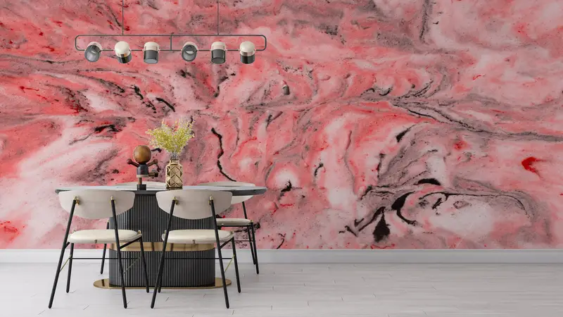 3d Wall Paper, , Red Wall Poster, Bright Wall Paper, Custom Wall Paper, Red And Gray Wall Print, Contemporary Mural, Modern Wall Painting, - 9