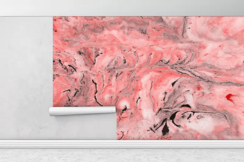 3d Wall Paper, , Red Wall Poster, Bright Wall Paper, Custom Wall Paper, Red And Gray Wall Print, Contemporary Mural, Modern Wall Painting, - 8