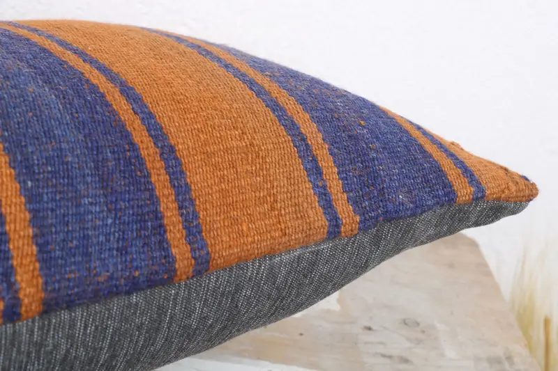 Vintage Pillow, Outdoor Cushion, 12x20 Blue Pillow Case, Kilim Cushion Sham, Pillow Sham, Custom Cushion Case, Ethnical Kilim Rug Pillow - 6