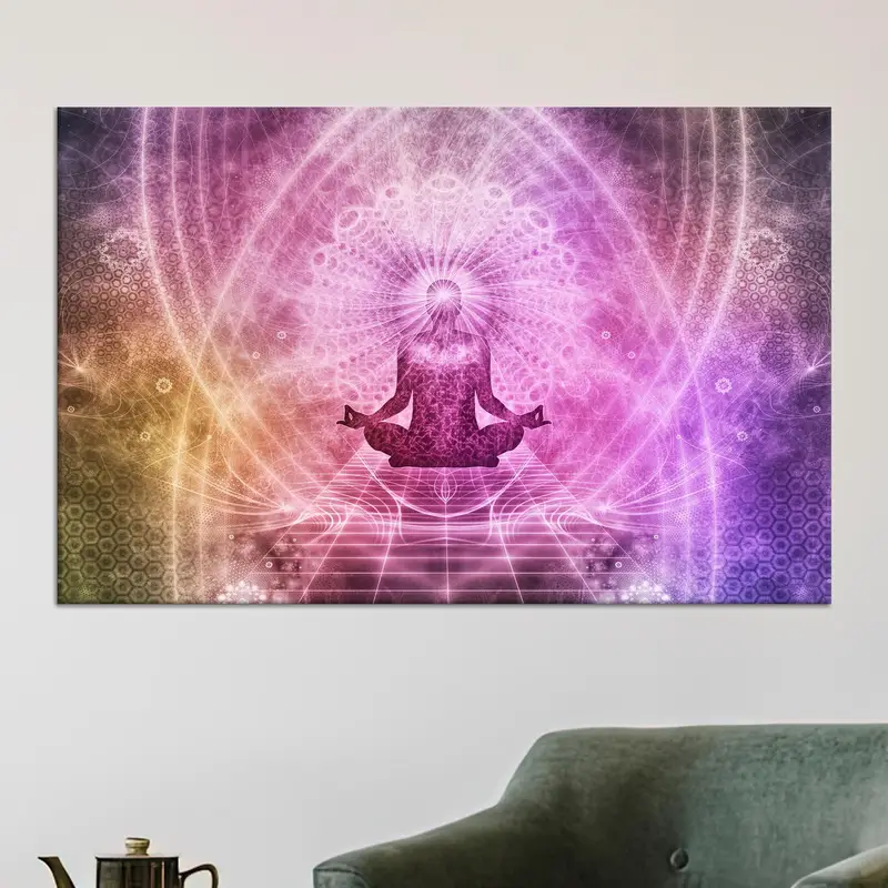 Enchanted Pink Canvas: Spiritual Energy for Yogi's Haven