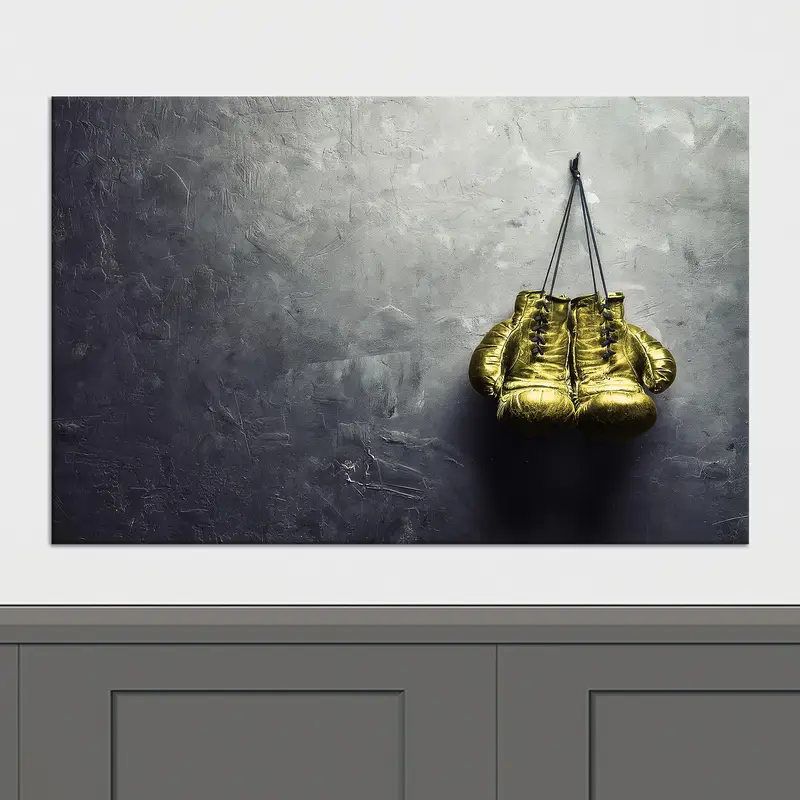 エレガントなキャンバス アート: ボクシング ゴールド (マン ケイブ & ボーイ ルーム用)
