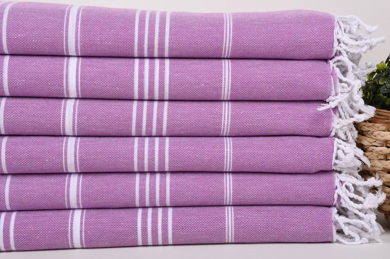 Sand-resistant towel, Absorbent towel, Handwoven organic Turkish towel for spa, Bridal Shower Favor, Bridesmaid Gifts, 70x40 Cotton Striped Towel - 2