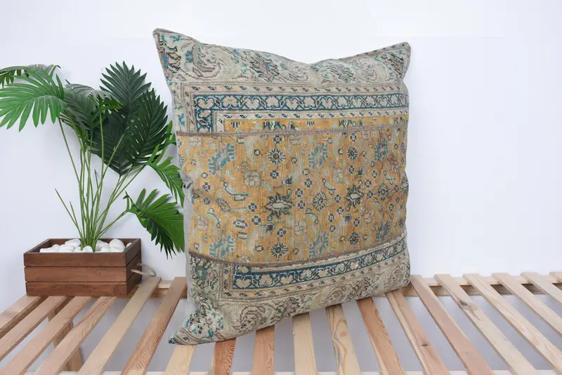 Cushion Cover, Gift Pillow, Vintage Kilim Throw Pillow, Authentic Pillow, Boho Pillow Sham Cover, 32x32 Orange Pillow, Seat Cushion Cover - 4