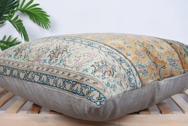 Cushion Cover, Gift Pillow, Vintage Kilim Throw Pillow, Authentic Pillow, Boho Pillow Sham Cover, 32x32 Orange Pillow, Seat Cushion Cover - 6