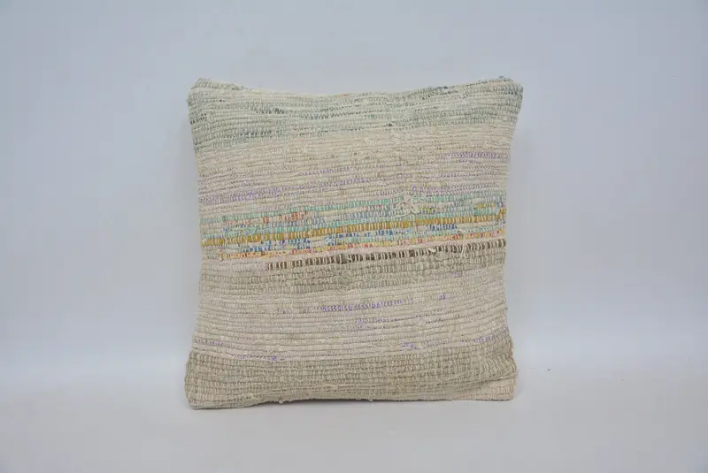 Pillow for Sofa, Armchair Cushion Cover, Cushion, Handmade Cushion Case, Turkish Kilim Pillow, 12x12 Beige Cushion Cover, Kilim Pillow Cover - 1