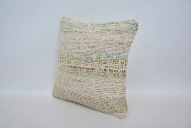 Pillow for Sofa, Armchair Cushion Cover, Cushion, Handmade Cushion Case, Turkish Kilim Pillow, 12x12 Beige Cushion Cover, Kilim Pillow Cover - 4