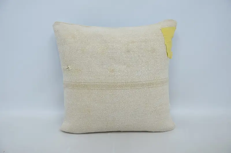 Boho Pillow Sham Cover, 24x24 Beige Pillow Case, Vintage Kilim Throw Pillow, Throw Kilim Pillow, Wool Kilim Pillow Pillow, Pillow Sham - 1