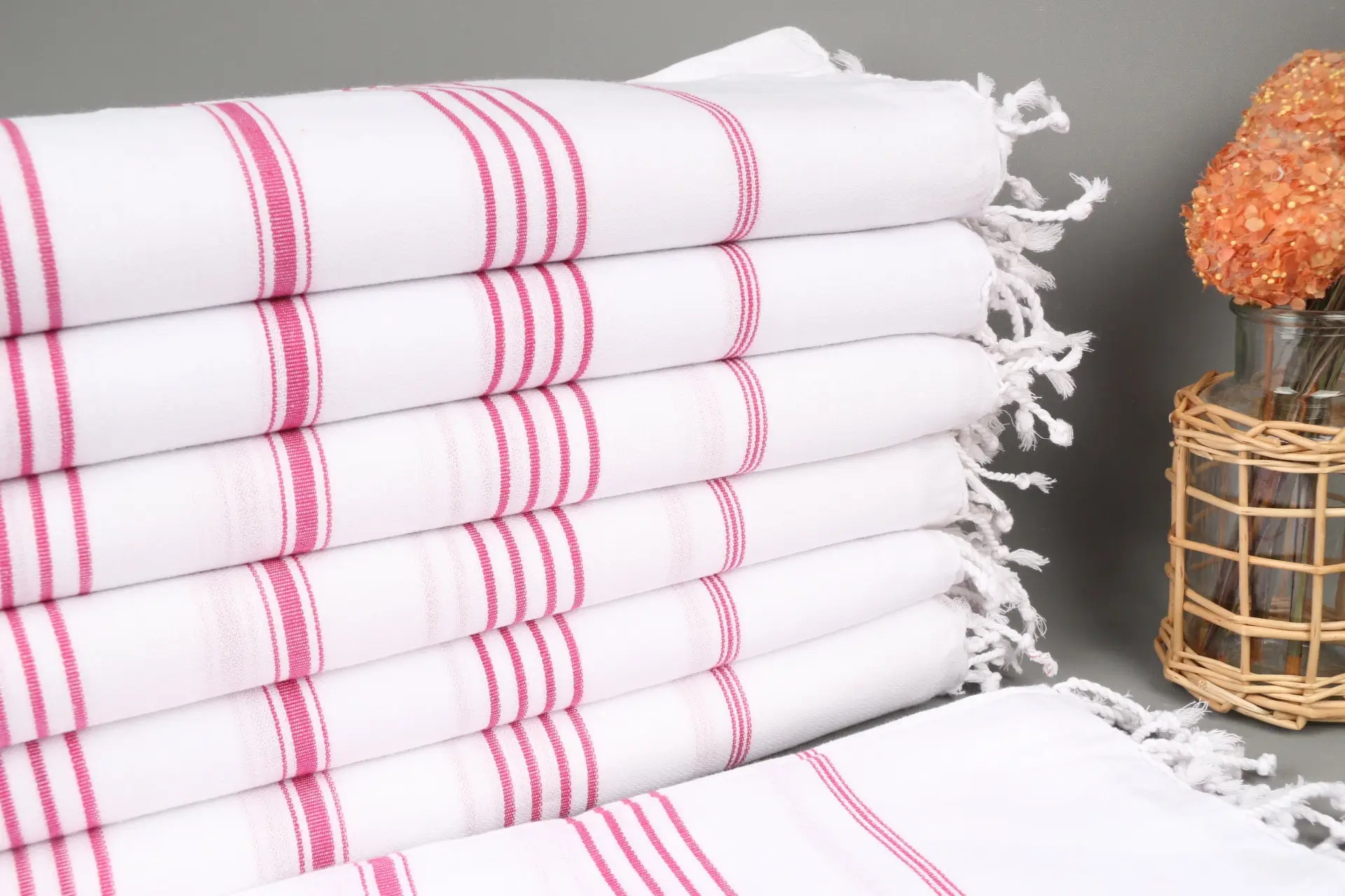 Turkish Towels Beach Fuchsia Striped, 40x71 Inches - 1