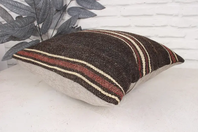 Boho Pillow, Gift Pillow, 18x18 Brown Pillow Case, Pattern Throw Cushion, Seat Pillow Cover, Kilim Pillow, Pillow Case, Seat Pillow - 6