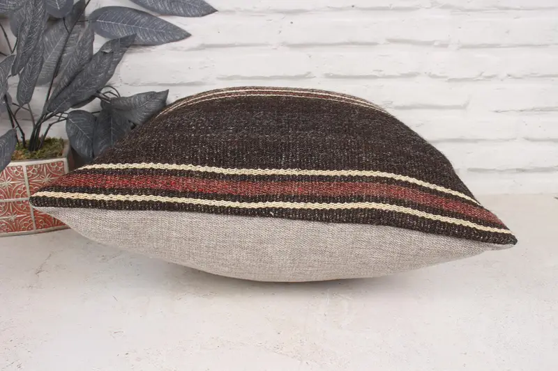Boho Pillow, Gift Pillow, 18x18 Brown Pillow Case, Pattern Throw Cushion, Seat Pillow Cover, Kilim Pillow, Pillow Case, Seat Pillow - 5