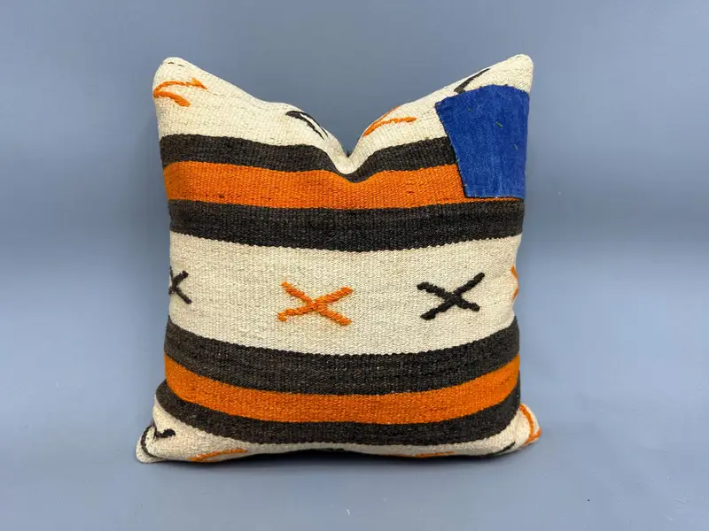 Interior Designer Pillow, Pillow Cover, Turkish Pillow, 18x18 Beige Cushion, Throw Kilim Pillow, Decorative Pillow - 1