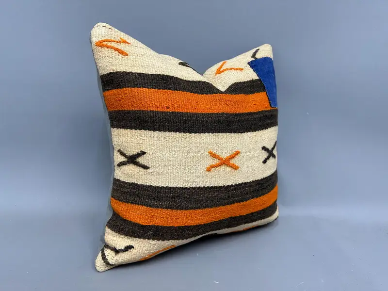 Interior Designer Pillow, Pillow Cover, Turkish Pillow, 18x18 Beige Cushion, Throw Kilim Pillow, Decorative Pillow - 2