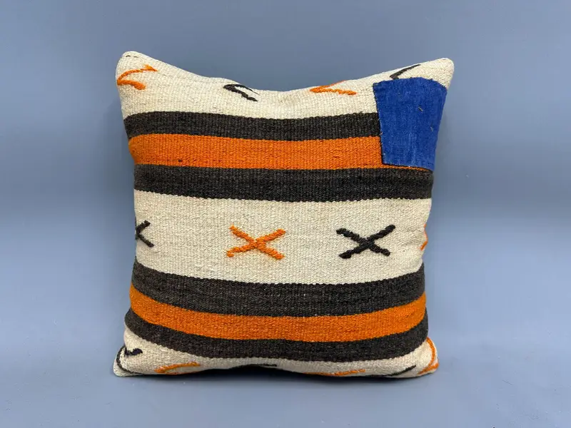 Interior Designer Pillow, Pillow Cover, Turkish Pillow, 18x18 Beige Cushion, Throw Kilim Pillow, Decorative Pillow - 4