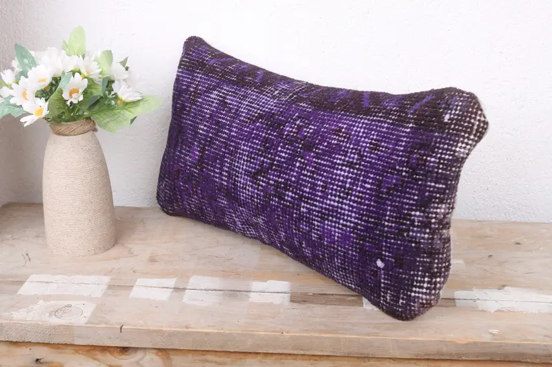 Turkish Kilim Pillow, 8x16 Blue Pillow Case, Antique Pillows, Boho Throw Cushion, Pillow Cover, Chair Pillow Case, Kilim Pillow Cover - 4