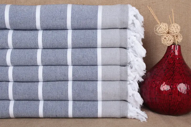 Beach Towel Turkish Cotton Beige Stripes, 36x67 Inches