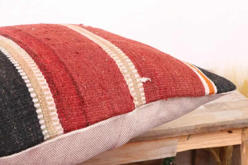 Vintage Kilim Pillow Cushion Cover, Ethnical Kilim Rug Pillow, Pillow Case, 18x18 Red Pillow Sham, Handmade Kilim Cushion, Kilim Pillow - 6