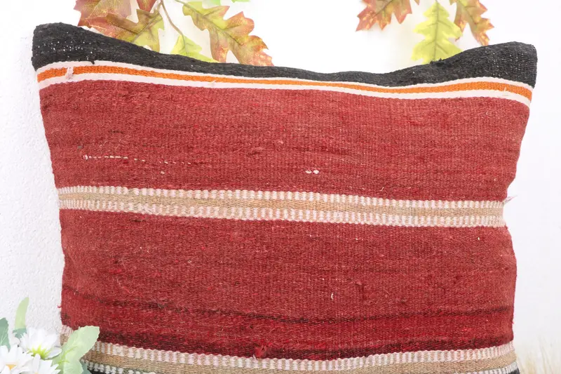 Vintage Kilim Pillow Cushion Cover, Ethnical Kilim Rug Pillow, Pillow Case, 18x18 Red Pillow Sham, Handmade Kilim Cushion, Kilim Pillow - 5