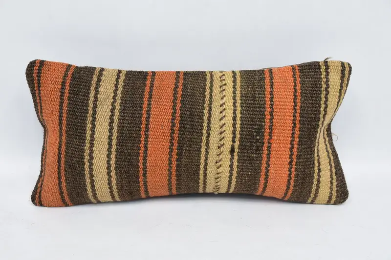 Boho Pillow, Personalized Gift Pillow Pillow, Turkish Pillow, 8x16 Brown Cushion, Cushion, Kilim Cushion Sham, Accent Pillow Case - 1