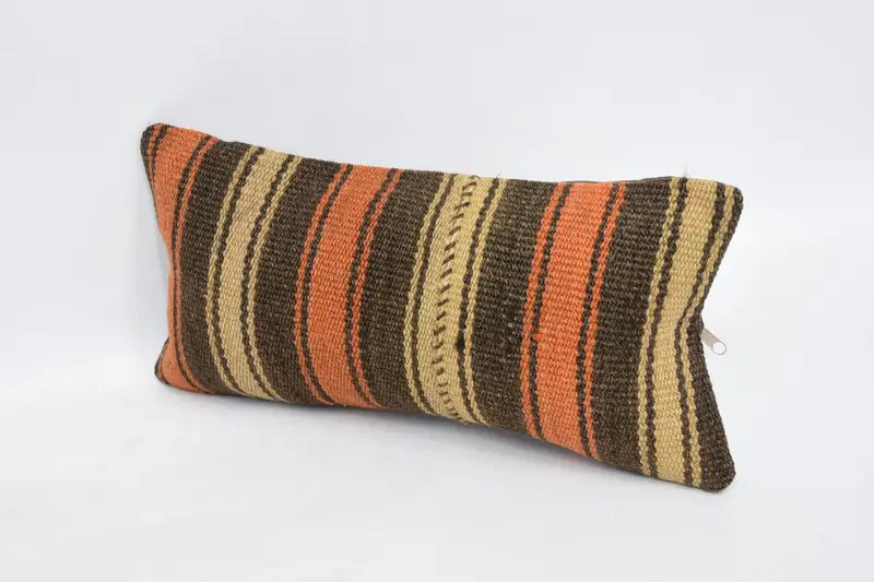 Boho Pillow, Personalized Gift Pillow Pillow, Turkish Pillow, 8x16 Brown Cushion, Cushion, Kilim Cushion Sham, Accent Pillow Case - 4
